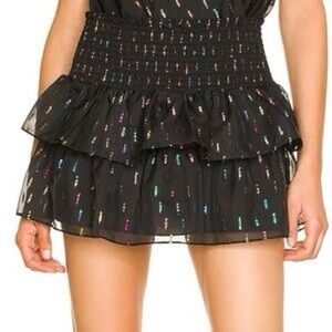 Amanda Uprichard Black Multicolor Prism Aurelie Skirt M Bachelorette Festival